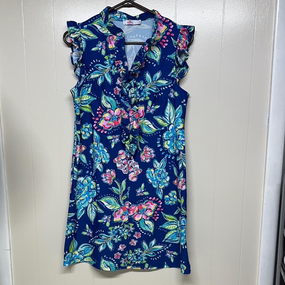 Aryeh Blue Floral Midi Dress